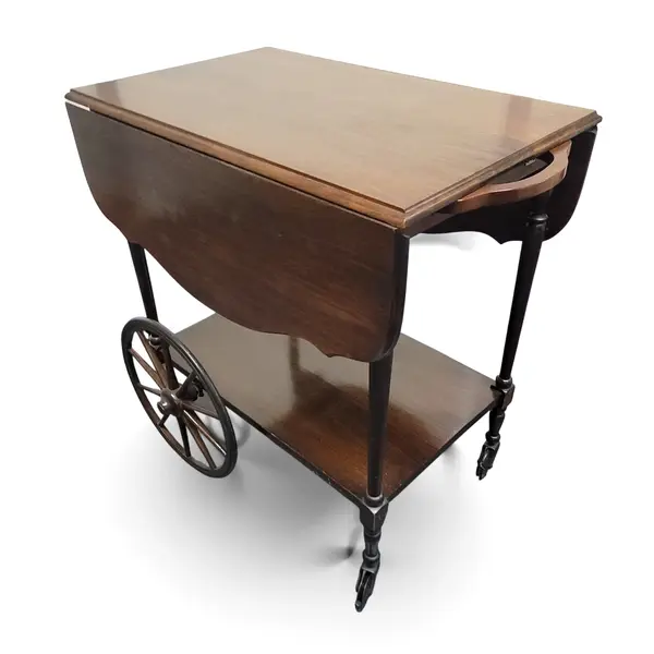 Vintage Wooden Rolling Tea Cart Serving Trolley - Local Pickup Only
