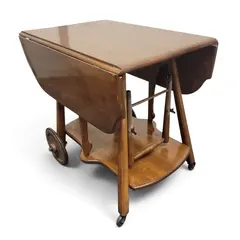 Mid Century Folding Rolling Wooden Tea/Bar Cart Serving Trolley - Local Pickup