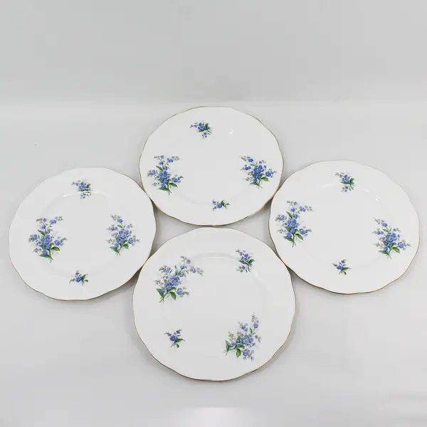 Set Of 4 Royal Albert  Forget Me Not Bone China Dinner Plates 10.5” England