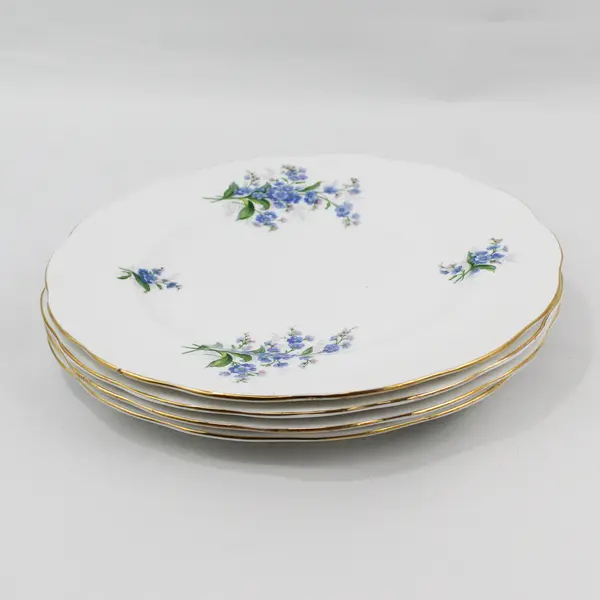 Set Of 4 Royal Albert  Forget Me Not Bone China Dinner Plates 10.5” England