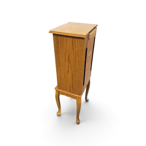 Oak Standing Jewelry Armoire Cabinet Mirror 5 Drawers Side Doors - Local Pickup