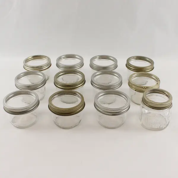  11 Kerr Wide Mouth Half Pint Canning Jars And 1 Narrow Mouth W/ Rings No Lids