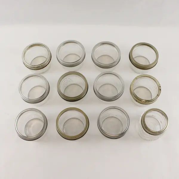  11 Kerr Wide Mouth Half Pint Canning Jars And 1 Narrow Mouth W/ Rings No Lids
