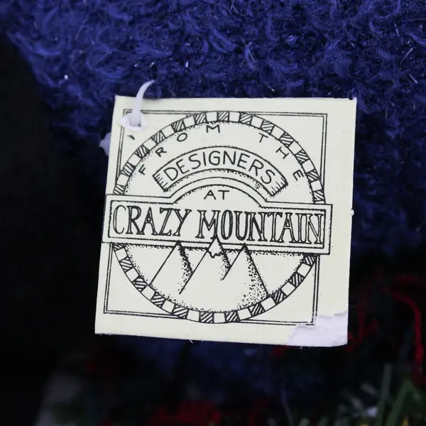 VTG 1998 Crazy Mountain Fabric Snowman with Blue Sweater Figure 7.5"