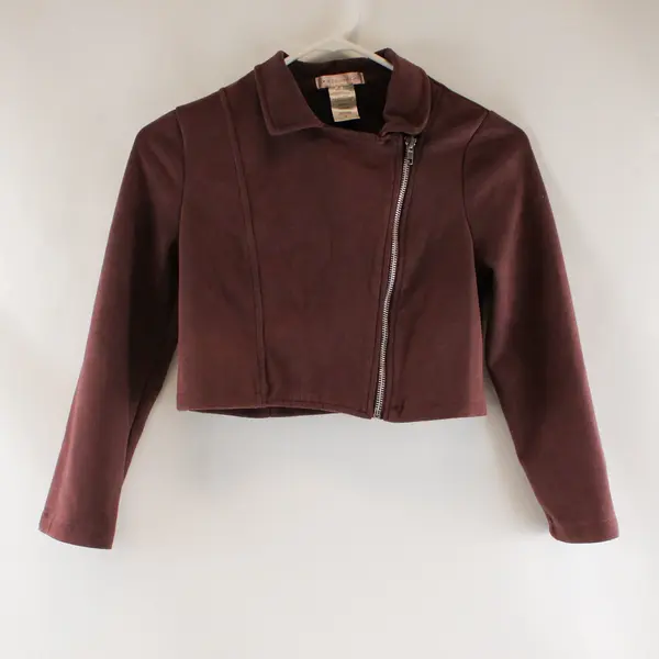 Love Squared Girls Burgundy Jacket Size 12 Full Zip Long Sleeve