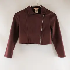 Love Squared Girls Burgundy Jacket Size 12 Full Zip Long Sleeve