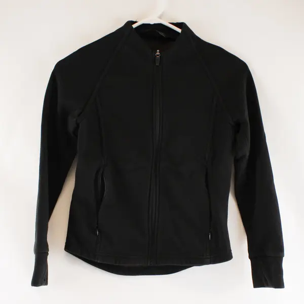 Tuff Athletics Girls Black Full Zip Fleece Lined Track Jacket Youth Size 10/12
