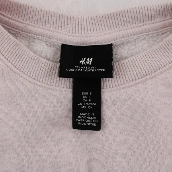 H&M Relaxed Fit Sweatshirt Solid Light Pink Pullover Crewneck Small