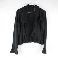 Axcess Black Ruffle Crop Cardigan Women's M
