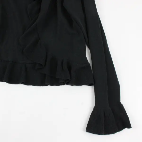Axcess Black Ruffle Crop Cardigan Women's M