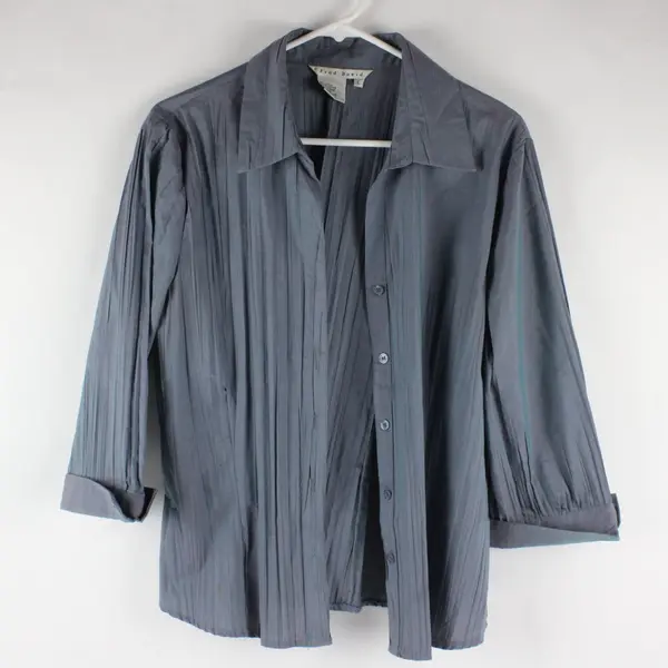 Fred David Purple Iridescent Accordion Button-Down Shirt Women's L