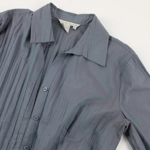 Fred David Purple Iridescent Accordion Button-Down Shirt Women's L