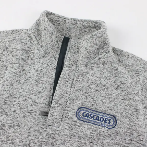 TECHSTYLES Men's Gray 1/4 Zip Fleece Pullover Cascades Embroidery SM
