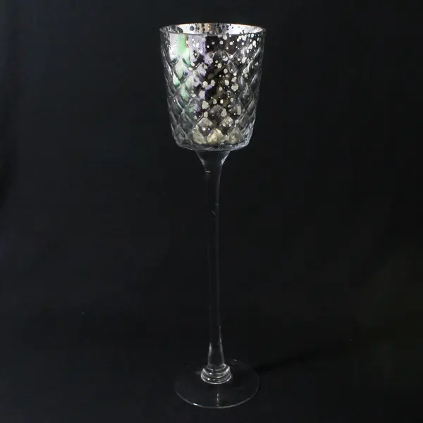 3 Piece Galore Home Tall Graduated Size Silver Glass Votive Candle Holder Set