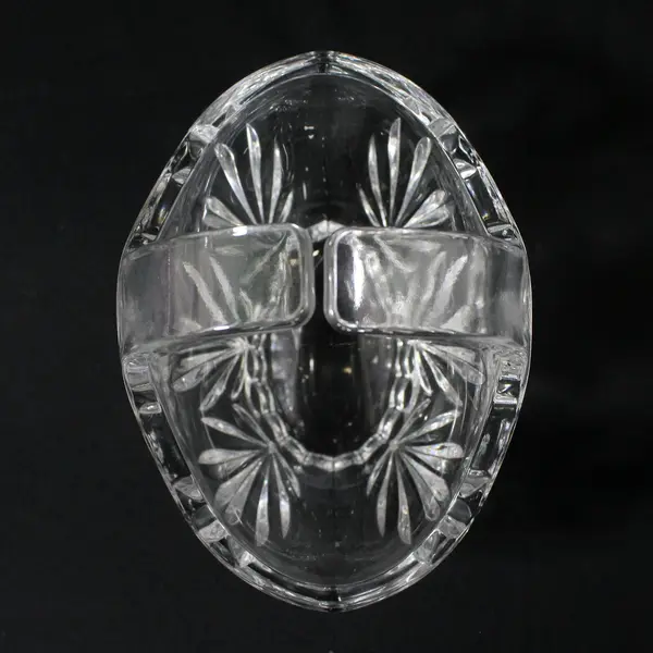 Palm Leaf Cut Crystal Basket 5.5"