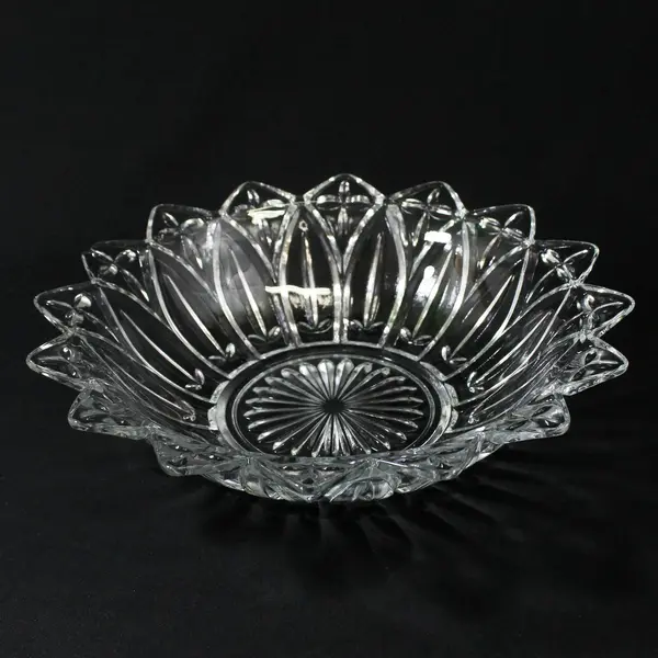 Vintage Federal Glass Bowl Petal Clear Pattern 10 Inches