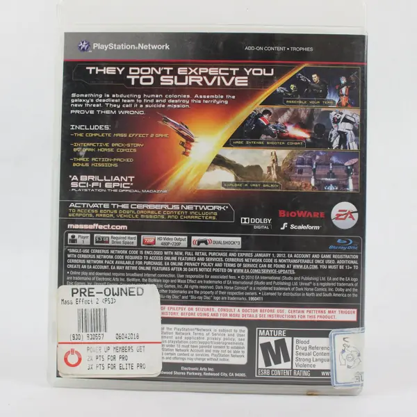 Mass Effect 2 Sony PlayStation 3 PS3 Complete Game Case