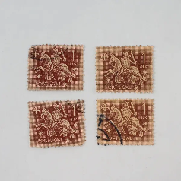Lot Of 10 Portugal 1953 Knight On Horseback Stamps Used