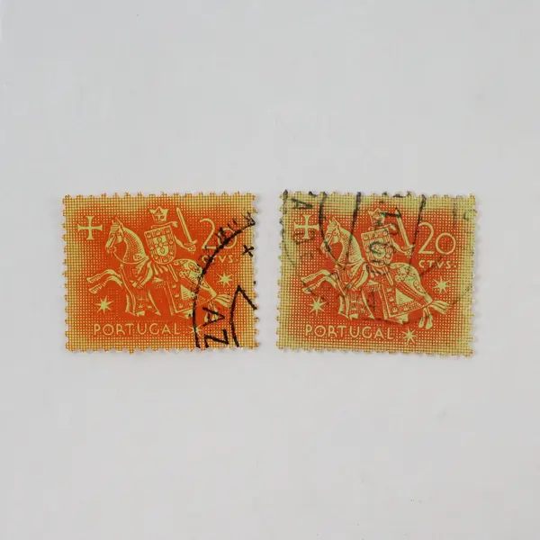 Lot Of 10 Portugal 1953 Knight On Horseback Stamps Used