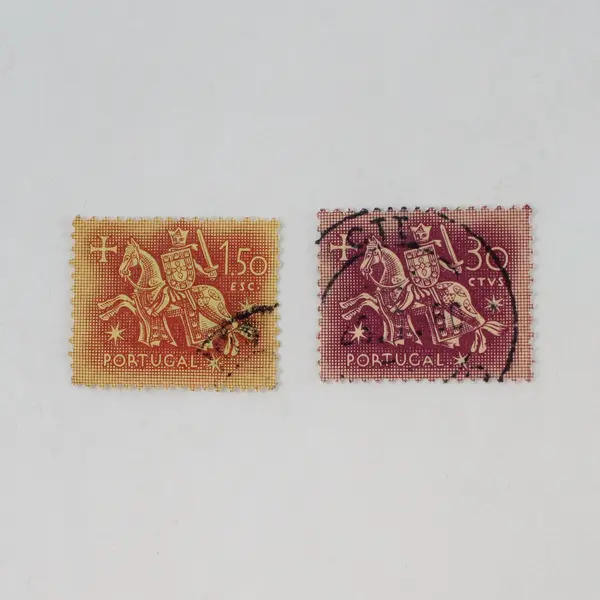 Lot Of 10 Portugal 1953 Knight On Horseback Stamps Used