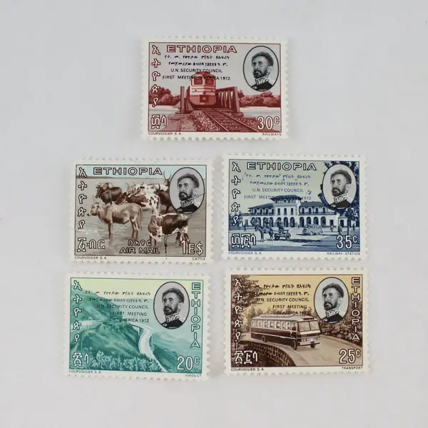 Lot of 5 Ethiopia Stamps 1972 UN Security Council & Cattle Airmail Mint Hinged