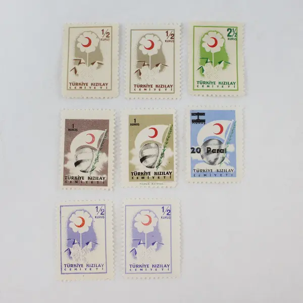 Lot Of 8 Turkey 1957 Postal Tax Stamps Mint Hinged