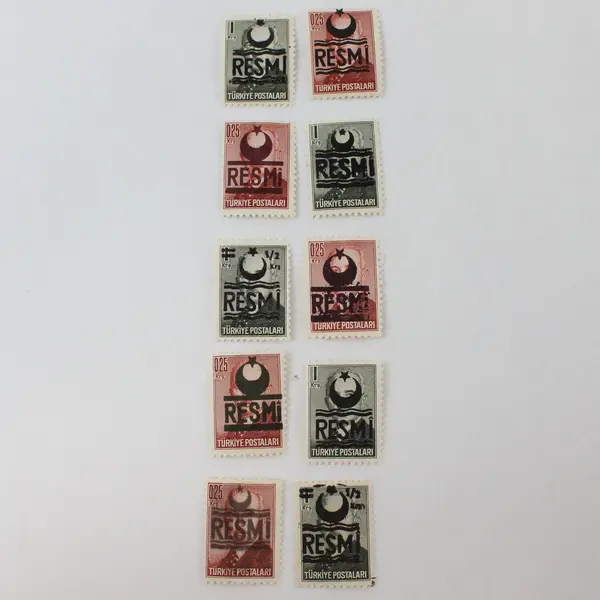 Lot Of 10 Turkey 1950s Resmi Official Overprint Stamps MLH OG