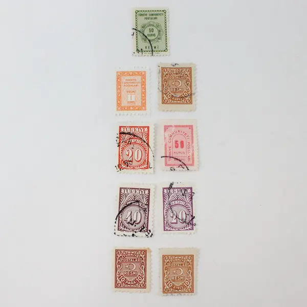 Turkey Resmi Official Stamps Mixed Lot of 9 1950s-1960s Unused/Used