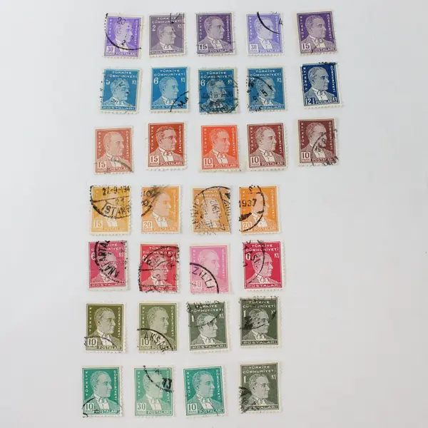 Lot Of 31 Turkey President Ataturk 1930s-1940s Stamps Used