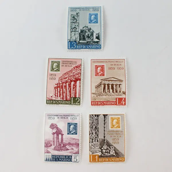 Set Of 5 San Marino 1959 Centennial Stamps SC #439-43 MNH