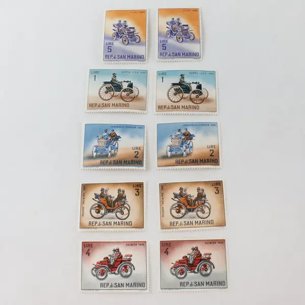 Lot Of 10 San Marino 1962 Classic Automobile Stamps Mint Hinged