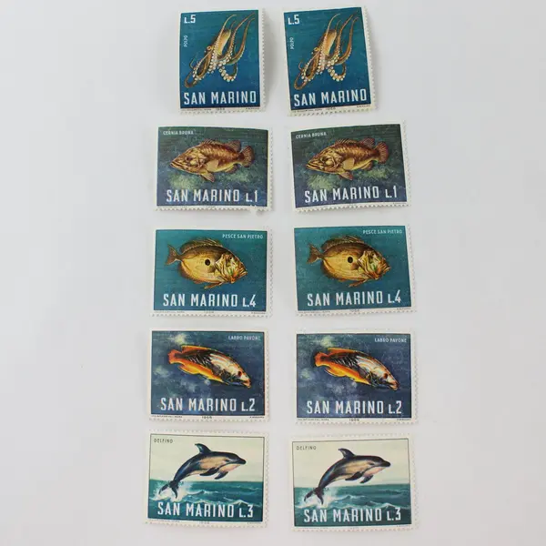 Lot Of 10 San Marino 1966 Marine Life Stamps Mint Hinged