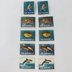 Lot Of 10 San Marino 1966 Marine Life Stamps Mint Hinged