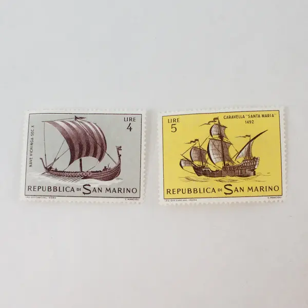 Lot of 8 San Marino Mint Hinged Stamps Ships & Locomotive 1963-64