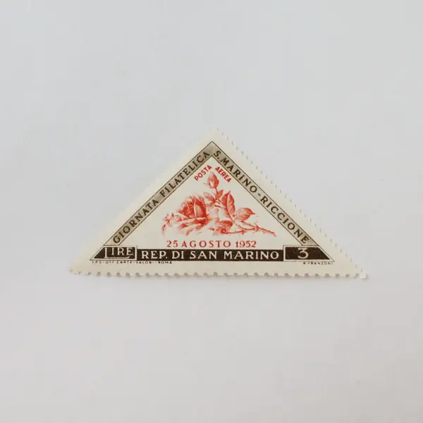 Lot of 7 San Marino 1950s Triangle Postage Stamps