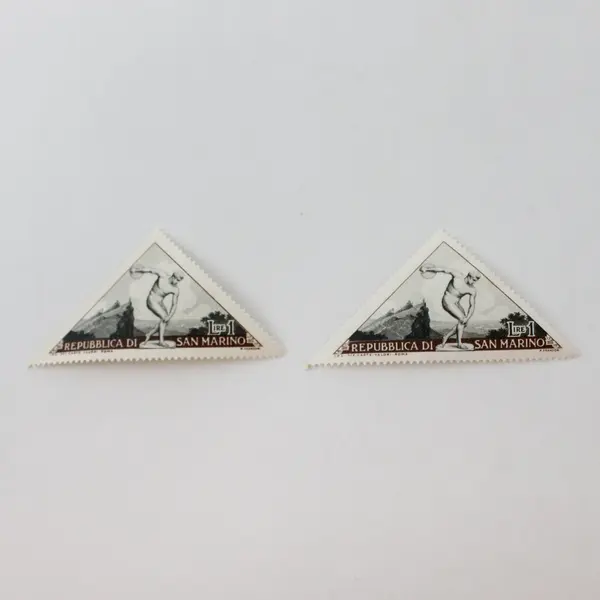 Lot of 7 San Marino 1950s Triangle Postage Stamps
