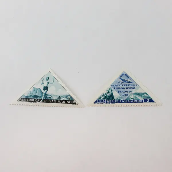 Lot of 7 San Marino 1950s Triangle Postage Stamps