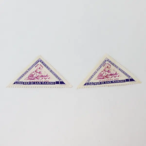 Lot of 7 San Marino 1950s Triangle Postage Stamps