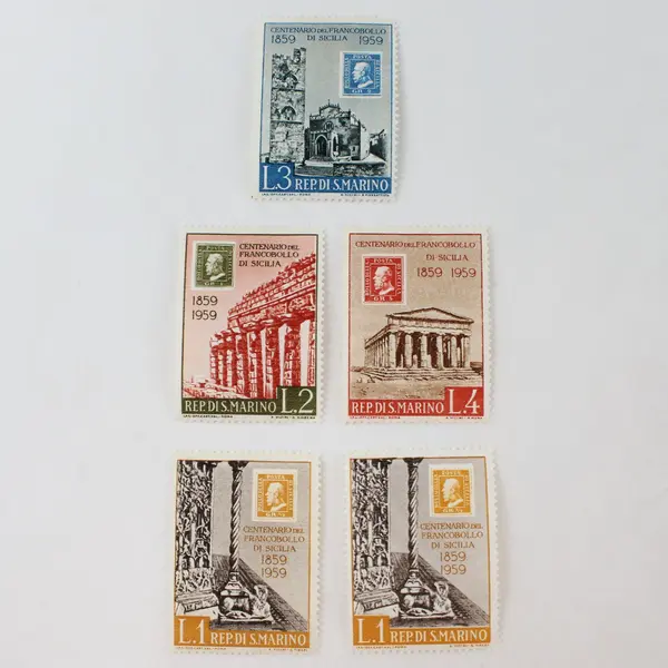 Lot Of 5 San Marino 1959 Centennial Stamps Mint Hinged