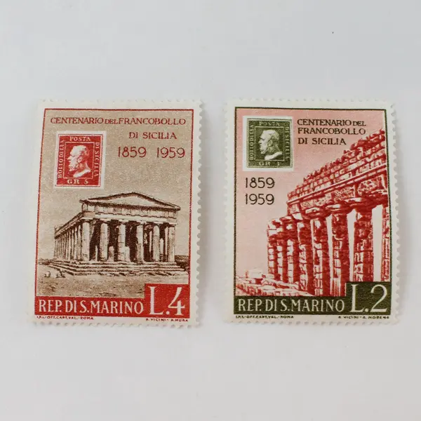 Lot Of 5 San Marino 1959 Centennial Stamps Mint Hinged