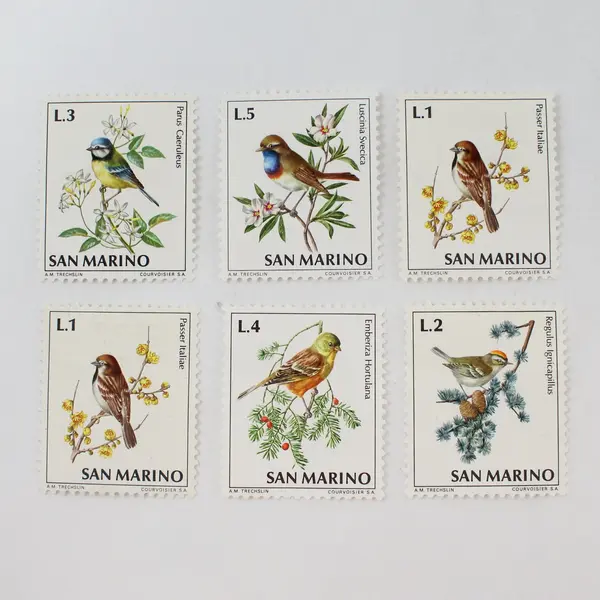 Lot of 6 San Marino 1972 Birds Flowers Mint Hinged Stamps