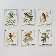 Lot of 6 San Marino 1972 Birds Flowers Mint Hinged Stamps