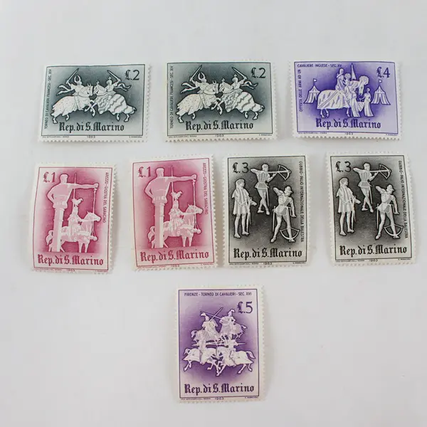 Lot of 8 San Marino 1963 Warriors Stamps Mint Hinged