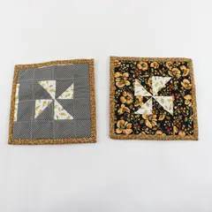Set of 2 Autumn Foliage Floral Quilted Hot Pads 8" Square