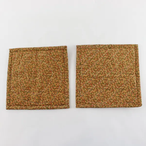Set of 2 Autumn Foliage Floral Quilted Hot Pads 8" Square