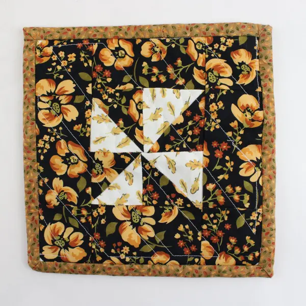 Set of 2 Autumn Foliage Floral Quilted Hot Pads 8" Square