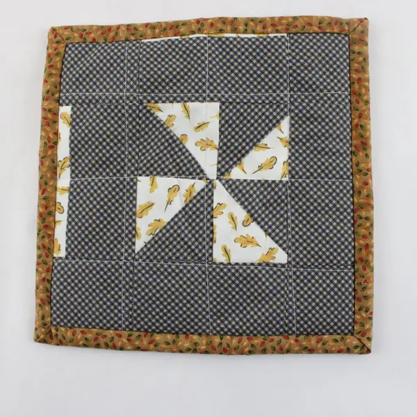 Set of 2 Autumn Foliage Floral Quilted Hot Pads 8" Square
