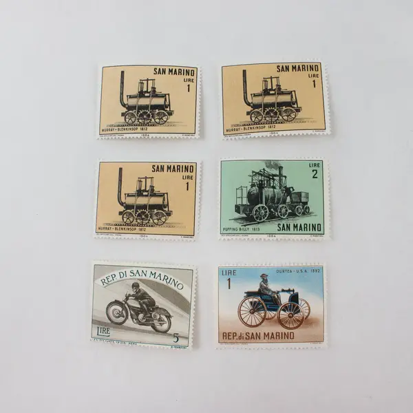 Lot Of 6 San Marino 1950s 1960s Train Auto Motorcycle Stamps Mint Hinged