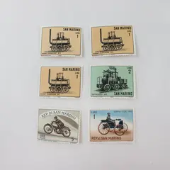 Lot Of 6 San Marino 1950s 1960s Train Auto Motorcycle Stamps Mint Hinged