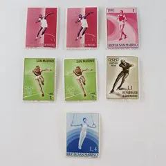Lot Of 7 San Marino Mixed Sports Olympics 1950s 1960s Stamps Mint Hinged